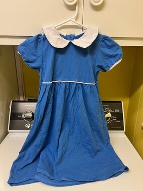 Blue Peter-Collar Kids Dress with White Trim